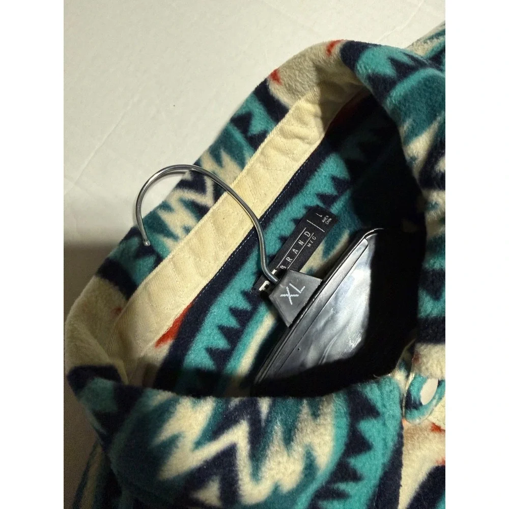 RF Brand Aztec Fleece Shirt Jacket Mens Large Southwestern Snap Front
